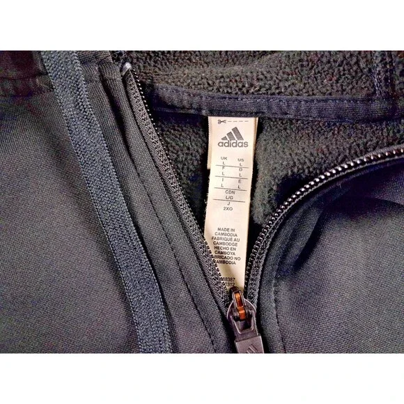 Adidas ClimaWarm Men’s Full Zip Hoodie Jacket Size Large Black Gray Fleece - Picture 5 of 13